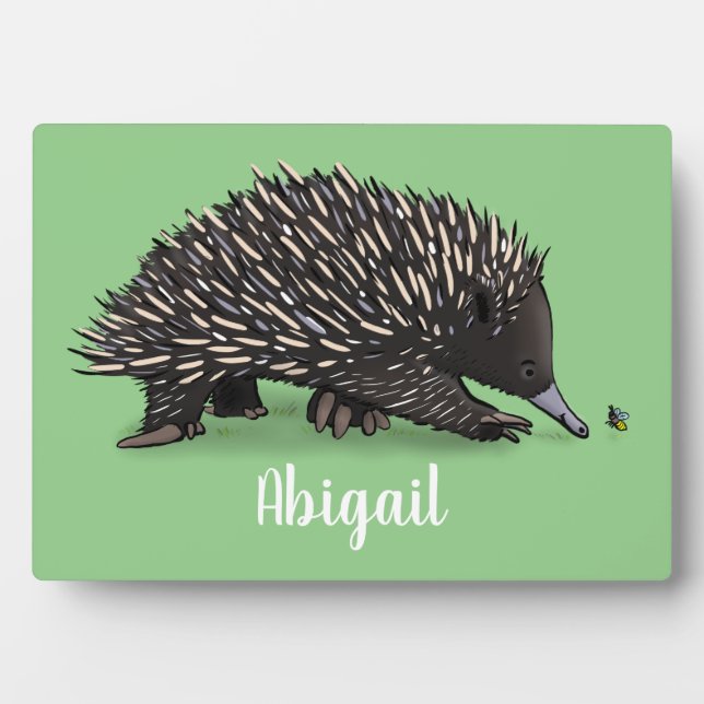 Plaque Photo Echidna mignonne avec dessin animé d'abeille (Devant)