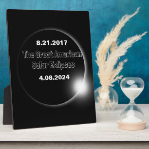 Plaque Photo Éclipse solaire double datée 2024 & 2017