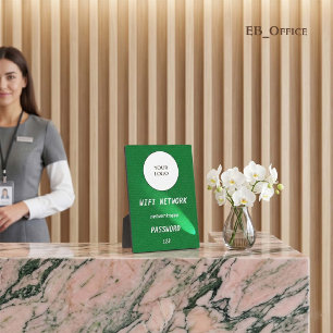 Plaque Photo Écran WiFi personnalisé en cuir vert émeraude pour