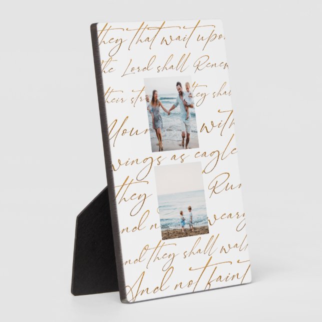 Plaque Photo Écriture Attendre sur le Seigneur Deux photos (Côté)