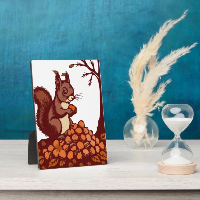 Plaque Photo 🐿️ Écureuil d'Automne – Décoration de Bureau (Côté)