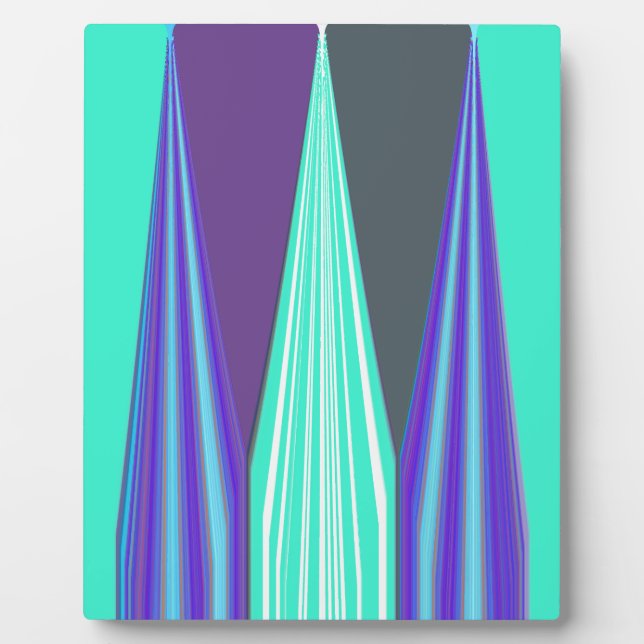 Plaque Photo Edgy Blue Purple Cyan Chevron Art Imprimer (Devant)