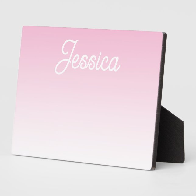 Plaque Photo (Editable) Light Pink Color Ombre & Your Text (Côté)