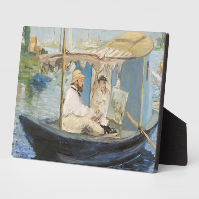 Plaque Photo Edouard Manet - Monet Peinture sur son Studio Boat (Côté)