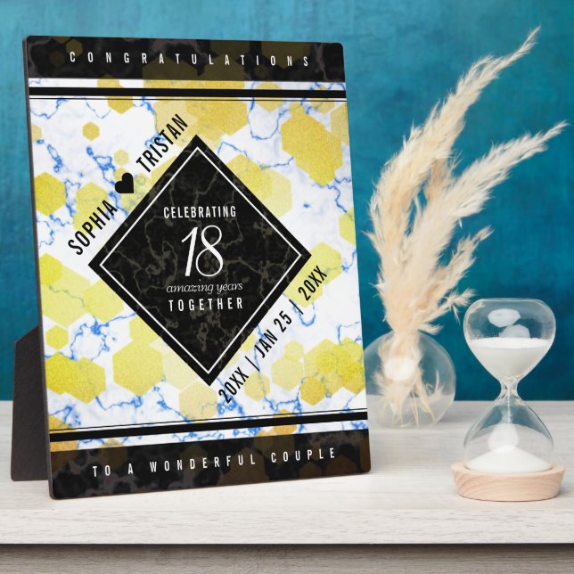 Plaque Photo Élégant 18ème anniversaire de Mariage de porcelain (Côté)