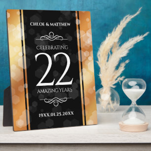 Plaque Photo Élégant 22e anniversaire de Mariage de cuivre