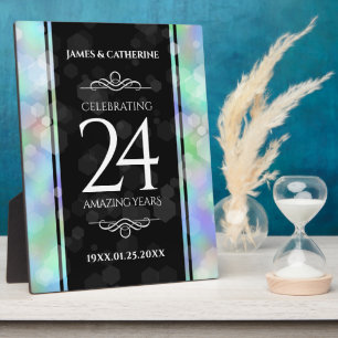 Plaque Photo Elegant 24th Opal Wedding Anniversary Celebration