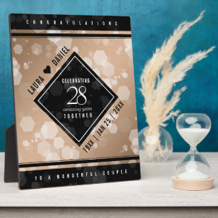 Plaque Photo Élégant 28ème anniversaire de Mariage de lin