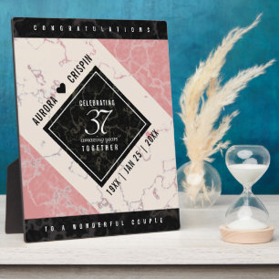 Plaque Photo Élégant 37e anniversaire du Mariage Alabaster