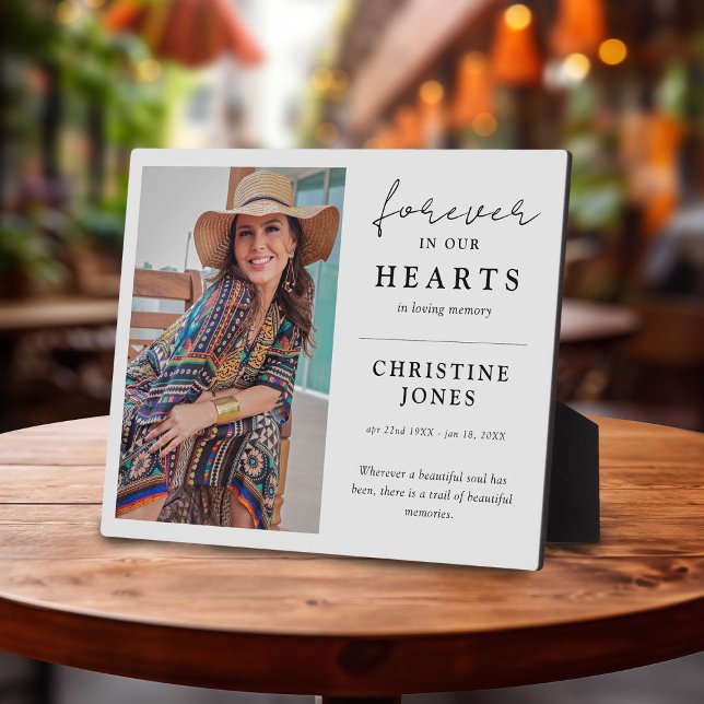 Plaque Photo Élégant à jamais dans nos cœurs Photo de souvenir (Créateur téléchargé)