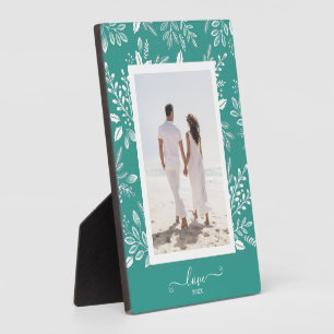 Plaque Photo Elégant blanc Botanical Tabletop Easel Photo