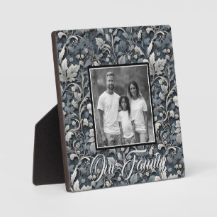 Plaque Photo Elégant bleu poussiéreux argent blanc gris gris fl