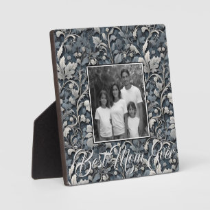 Plaque Photo Elégant bleu poussiéreux argent blanc gris gris fl