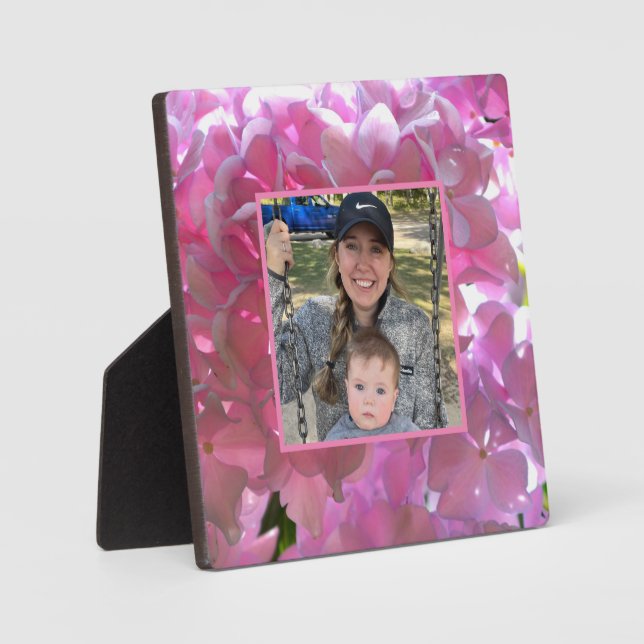 Plaque Photo Élégant boho rose florales fleurs hydrangées (Recto)