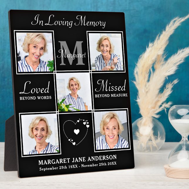 Plaque Photo Élégant En Souvenir Collage De 5 Photos Mémorial (Créateur téléchargé)
