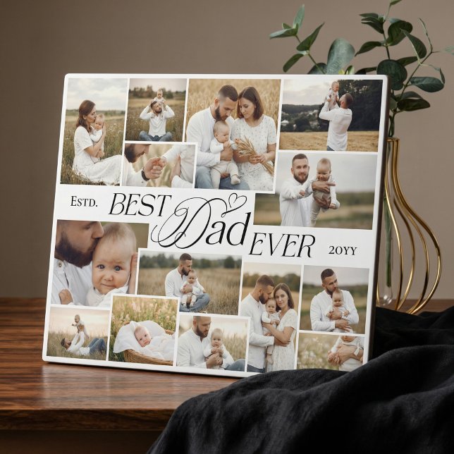 Plaque Photo Elegant Fathers Day Best Dad Ever Photo Collage (Elegant Fathers Day Best Dad Ever Photo Collage Plaque)