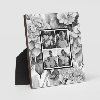 Plaque Photo Élégant floral aquarelle blanc gris noir 