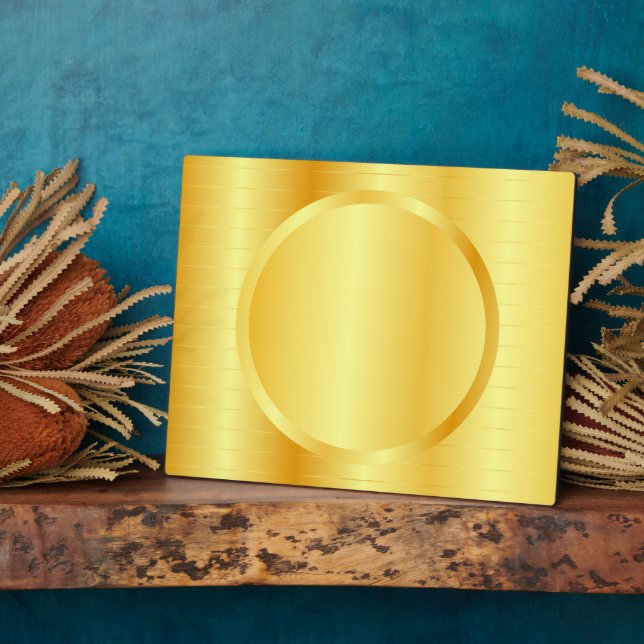 Plaque Photo Elegant Gold Look personnalisé Ajouter votre monog (Côté)