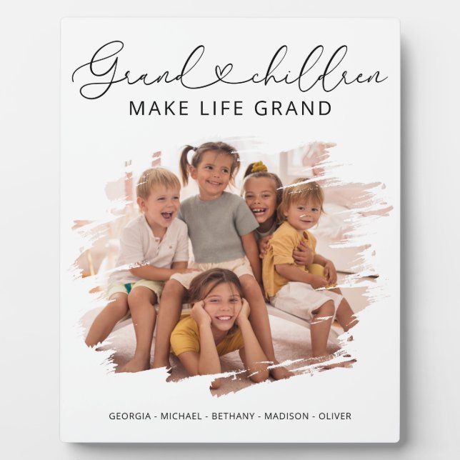 Plaque Photo Elégant Grand-parents Grand-enfants Photo (Devant)