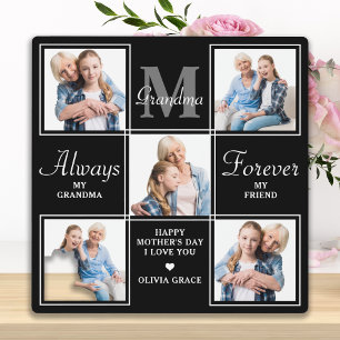 Plaque Photo Élégant GRANDMA 5 Photo Collage Monogramme Poème