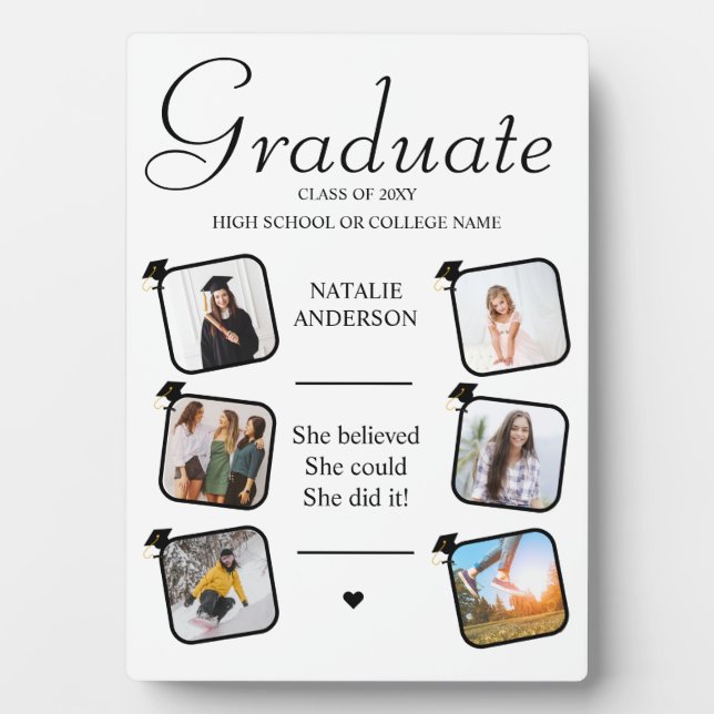 Plaque Photo Elegant Keepsaké Photo Collage Graduation (Devant)