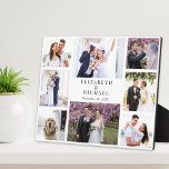 Plaque Photo Élégant Mariage photo Collage<br><div class="desc">Une élégante plaque photo personnalisée pour les jeunes mariés avec un collage photo de 8 de votre jour de mariage,  fiançailles,  lune de miel,  fête nuptiale,  groomsmen,  famille,  etc,  photos et vos noms et date mariage dans la typographie élégante.</div>