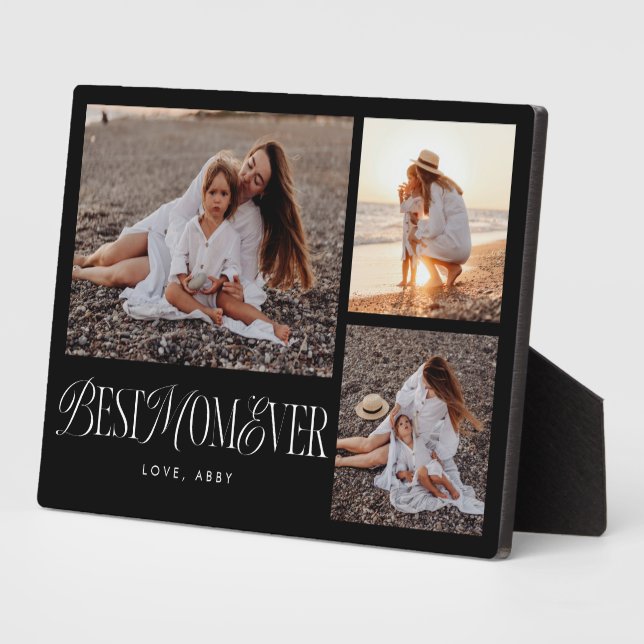 Plaque Photo Elégant meilleur maman jamais noir collage (Côté)