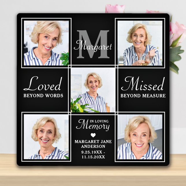 Plaque Photo Élégant Mémorial 5 Collage photo Souvenir (Créateur téléchargé)