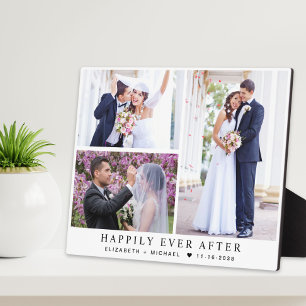 Plaque Photo Elégant Newlyweds 3 Photo Collage Mariage