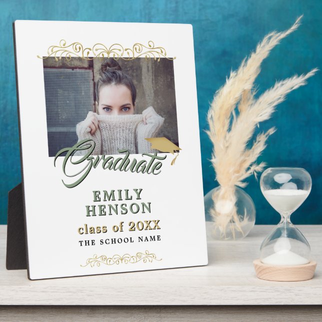 Plaque Photo Élégant or ornements Diplôme d'or Photo (Côté)