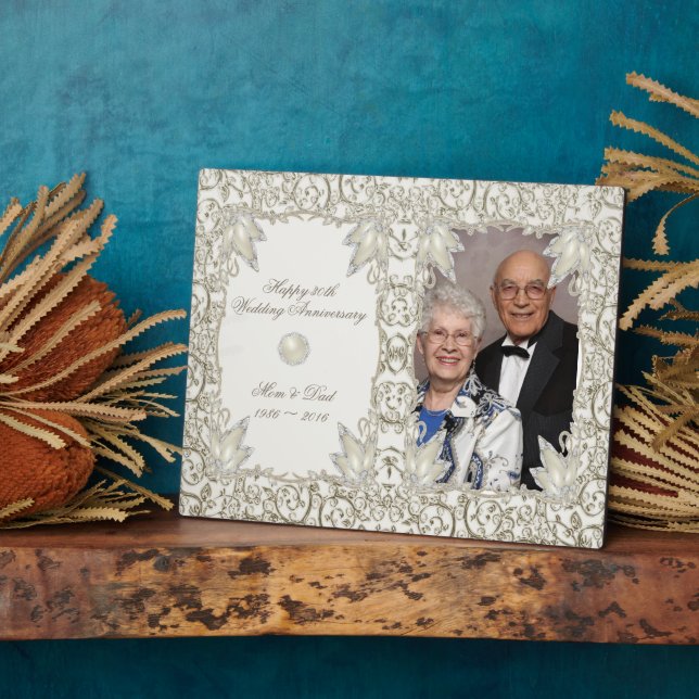 Plaque Photo Elegant Pearl 30e anniversaire de Mariage Photo (Côté)