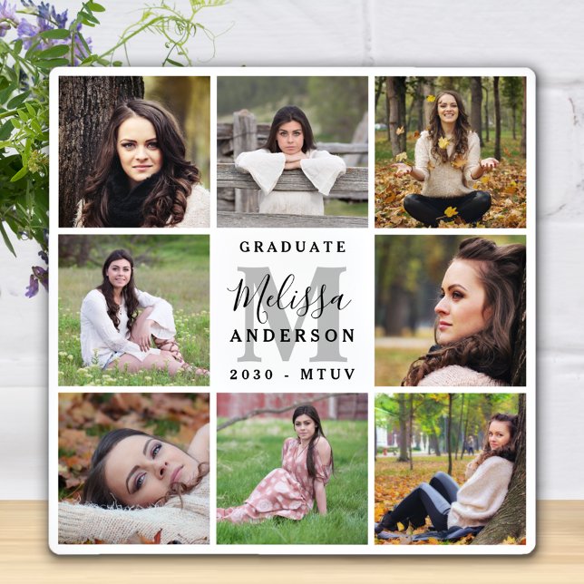 Plaque Photo Elégant Personnalisé 8 Photo Collage Graduation (Créateur téléchargé)