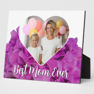 Plaque Photo Élégant rose floral Best Mom Ever modèle photo