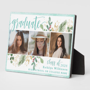 Plaque Photo Élégant Script Eucalyptus Green 3e photo