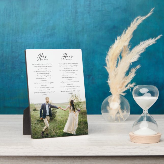Plaque Photo Élégant ses et ses Mariages Vows Minimal Photo (Côté)