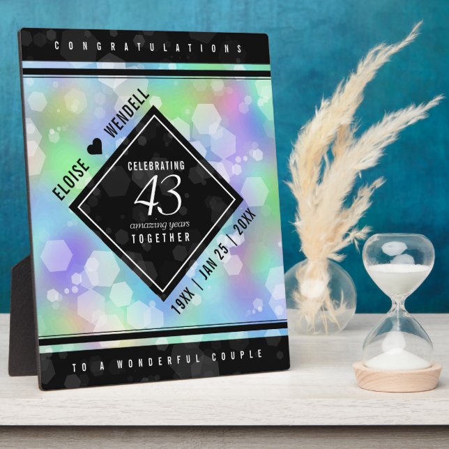 Plaque Photo Élégante 43ème anniversaire du Mariage Opal (Côté)