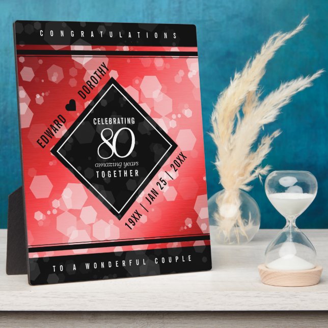 Plaque Photo Elégante 80ème anniversaire du Mariage de Ruby (Côté)