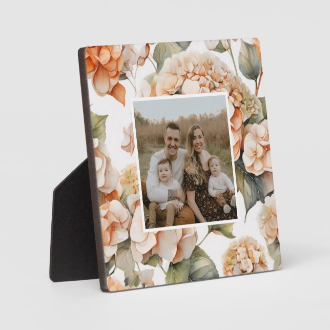 Plaque Photo Elégante aquarelle blanche vert orange boho (Recto)