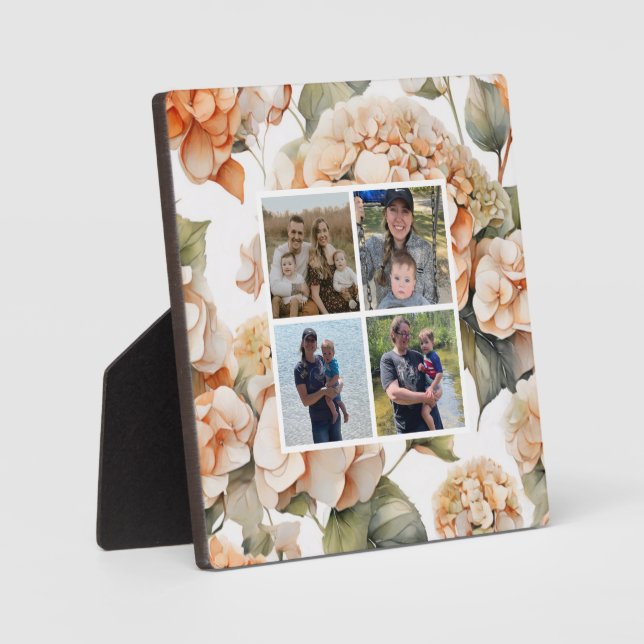 Plaque Photo Elégante aquarelle blanche vert orange boho (Recto)