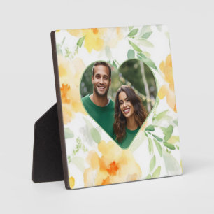 Plaque Photo Elégante aquarelle jaune florale photo personnalis