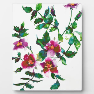 Plaque Photo Elégante aquarelle moderne fleur sauvage rose fonc
