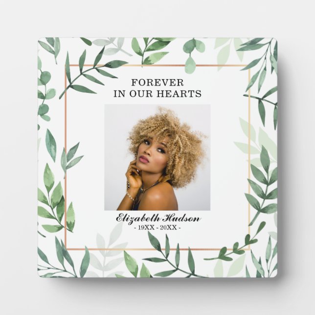 Plaque Photo Elégante aquarelle verte photo encadrée (Devant)