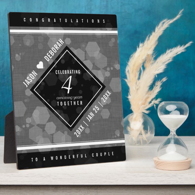 Plaque Photo Élégante fête du 4e anniversaire du Mariage de lin (Côté)