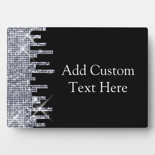 Plaque Photo Élégante Glitterie Noir/Argent Glamour (Devant)