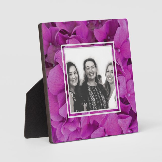 Plaque Photo Elégante magenta rose hydrangée florale roses (Recto)