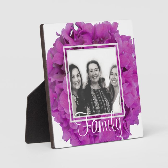 Plaque Photo Elégante magenta rose hydrangée florale roses (Recto)