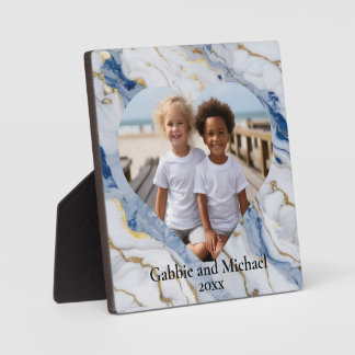 Plaque Photo Elégante modèle photo en marbre bleu blanc