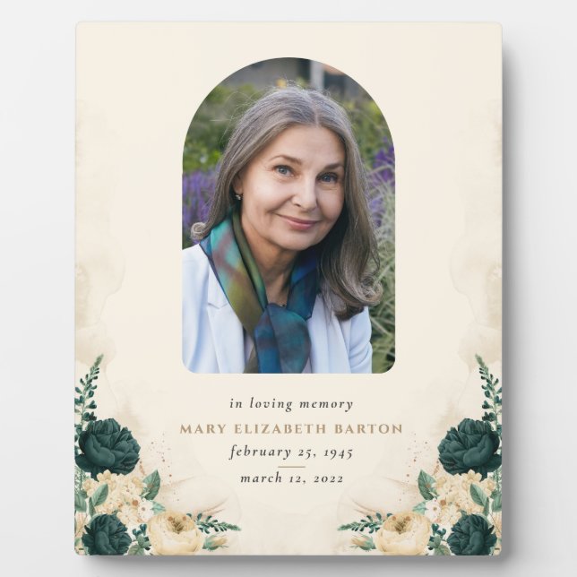 Plaque Photo Elégante photo commémorative Floral (Devant)