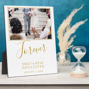 Plaque Photo Élégante photo Mariage de script doré