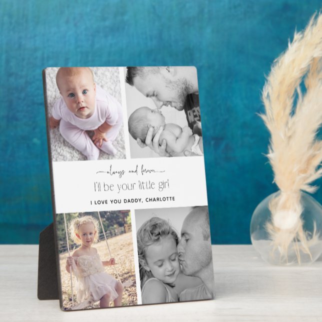 Plaque Photo Élégante typographie moderne Collage photo (Easily personalize this photo collage plaque for a Father's Day gift he'll treasure)